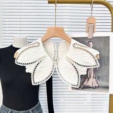 Faux Col Détachable Brodé En Dentelle Pour Femmes, Col Col Blanc