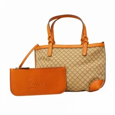 Gucci Diamente Canvas Tote Bag Beige Orange Gold Accents 269878 #RC06255