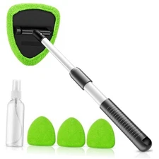Windshield Cleaning Tool, 23-inch Extendable Handle Car Window Cleaner Green