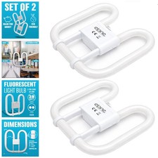 SET OF 2 FLUORESCENT LIGHT BULB 2 PIN ENERGY SAVING EFFICIENCY 28W LAMP TUBE 2D