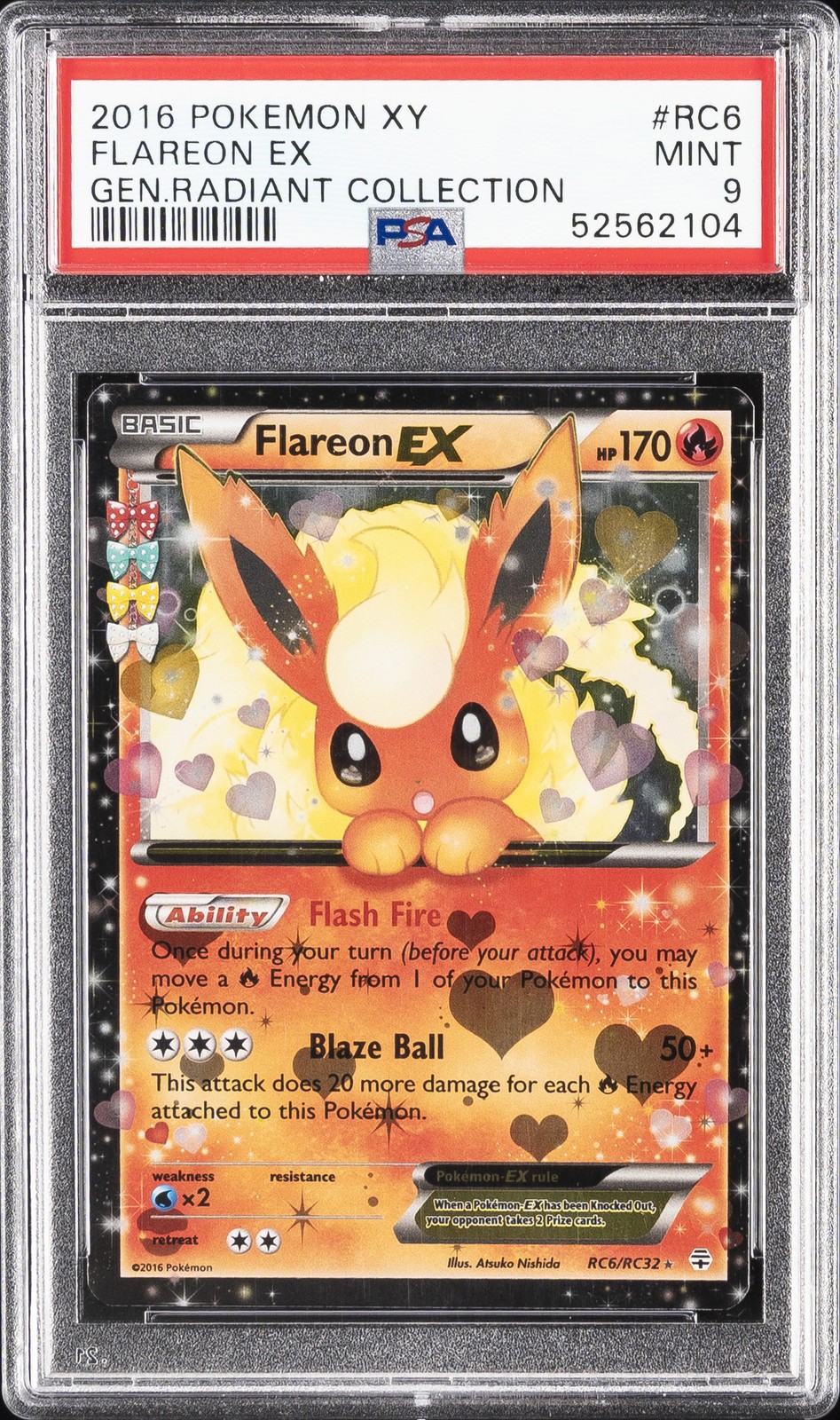 2016 POKEMON XY GENERATIONS RADIANT COLLECTION #RC6 FLAREON EX PSA 9