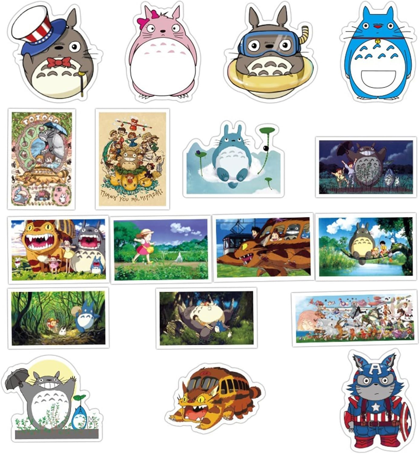 50Pcs Cartoon Totoro Themes Waterproof Stickers for Water Bottle Cup Laptop D 