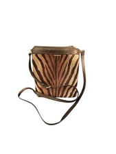 Coach Madison Swingpack Crossbody in Zebra Print Canvas And Leather Trim