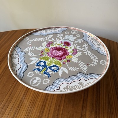 Pip Studio Rose Khaki Floral Cake Plate 12'' Large Stand Shabby Chic Cottagecore