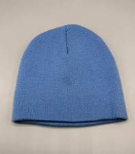Lot of 12 Light Blue Ribbed Knit Beanies New, Winter Hats Bulk