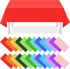 24 Pack Mix Color Plastic Tablecloth Disposable Plastic Rainbow Tablecloth Color