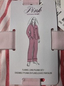 NWT Victoria Secret Candy Cane Striped Pajama Set Small, LS Top/Pants w/pockets
