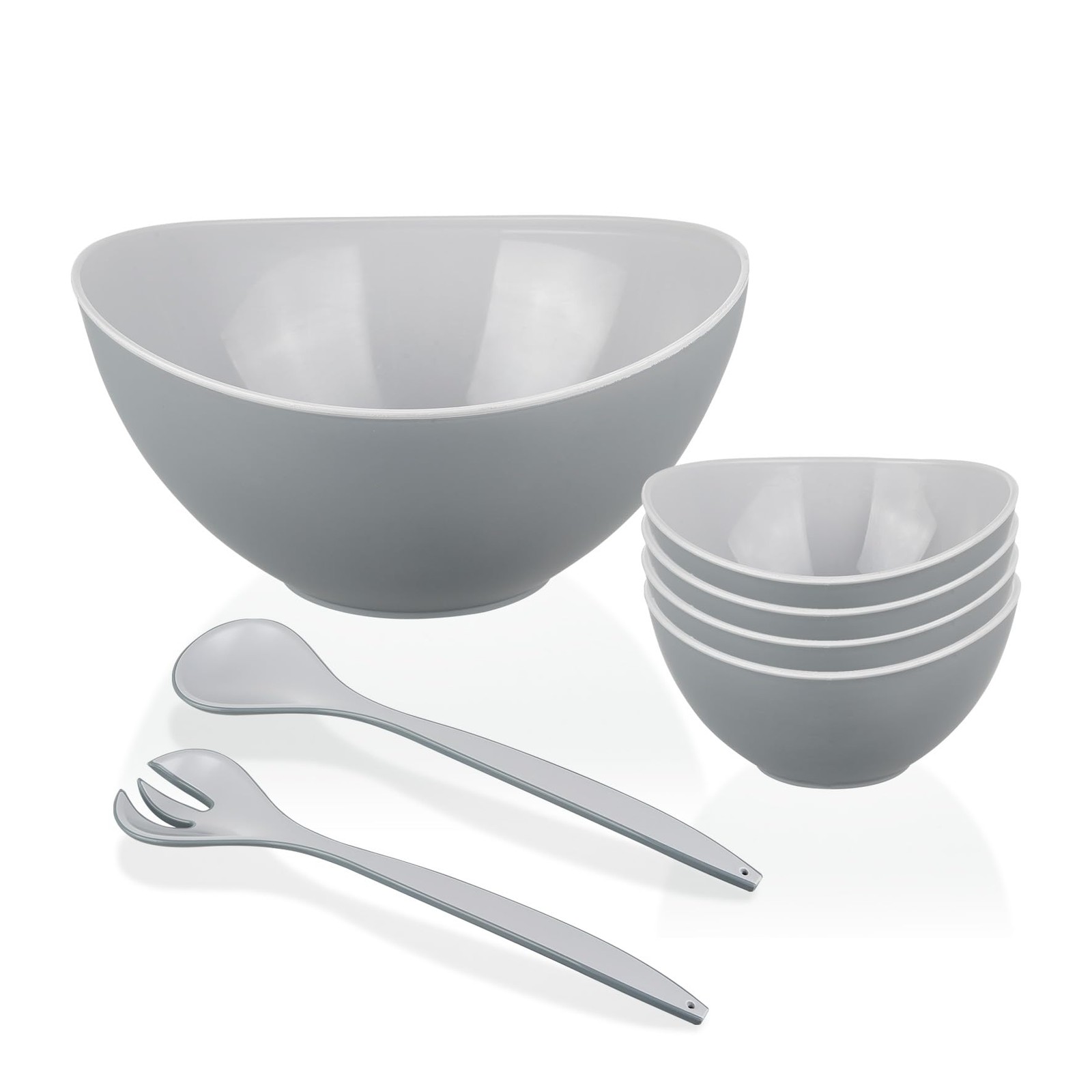 7-Piece Salad Bowl Set – 3L Large Salad Bowl with 4 Small Serving Bowls and S...
