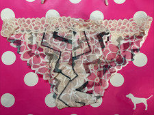 NEW 2016 Victoria Secret Wide String Floral Lace Bikini Panties L Sheer Stretchy