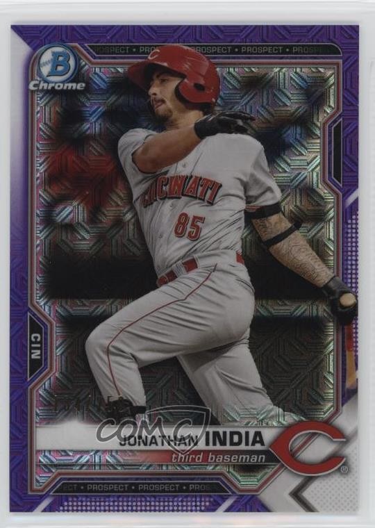 2021 Bowman Mega Box Purple Mojo Refractor 134/250 Jonathan India Rookie RC 4d3