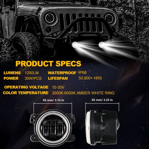 For Jeep Wrangler JK 07-18 7'' DOT LED Headlights DRL + Turn Signal + Fog Light - Picture 6 of 12