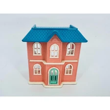 LITTLE TIKES Miniature VICTORIAN PLAY HOUSE DOLLHOUSE Pink Blue Replica USA 4"