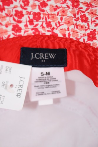 J. CREW bedruckter Fischerhut rot Gänseblümchen Blumen Stoff ~ AX083 ~ Small/Medium ~ Neu mit Etikett - Bild 11 von 12
