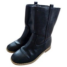 Cat Jack Black Faux Leather Little Girl's Side Zip Dress Boots