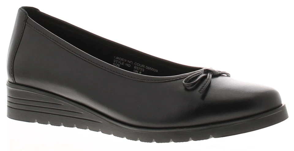 Comfisole Womens Wedge Shoes Dart Leather Slip On black UK Size