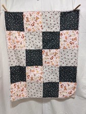 Girls Baby Quilt Nursery Wall Hanging Crib Throw 40 x31 Forest Animals
