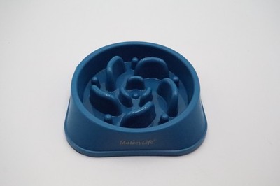 MateeyLife Slow Feeder Dog Bowl Anti Gulp Puzzle Dish Dark Blue Non Slip