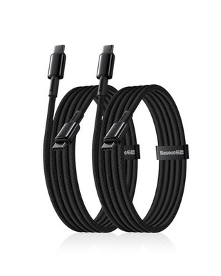 Baseus USB C Cable, 2-Pack 6.6ft 100W 5A Fast Charging 6.6FT+6.6FT, Black