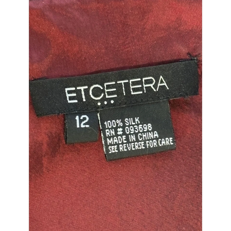 ETCETERA 女式丝绸裹身衬衫 12 码正装派对假日 Glam — 第 3/4 张图片