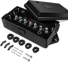 Nilight - 50048R 7 Way Electrical Trailer Junction Box 7 Gang Trailer Wire