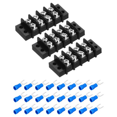 #ad #ad 3Pcs Terminal Block 300V 20A Dual Rows 4P PA66 with 24Pcs 16A Fork Connectors $16.88
