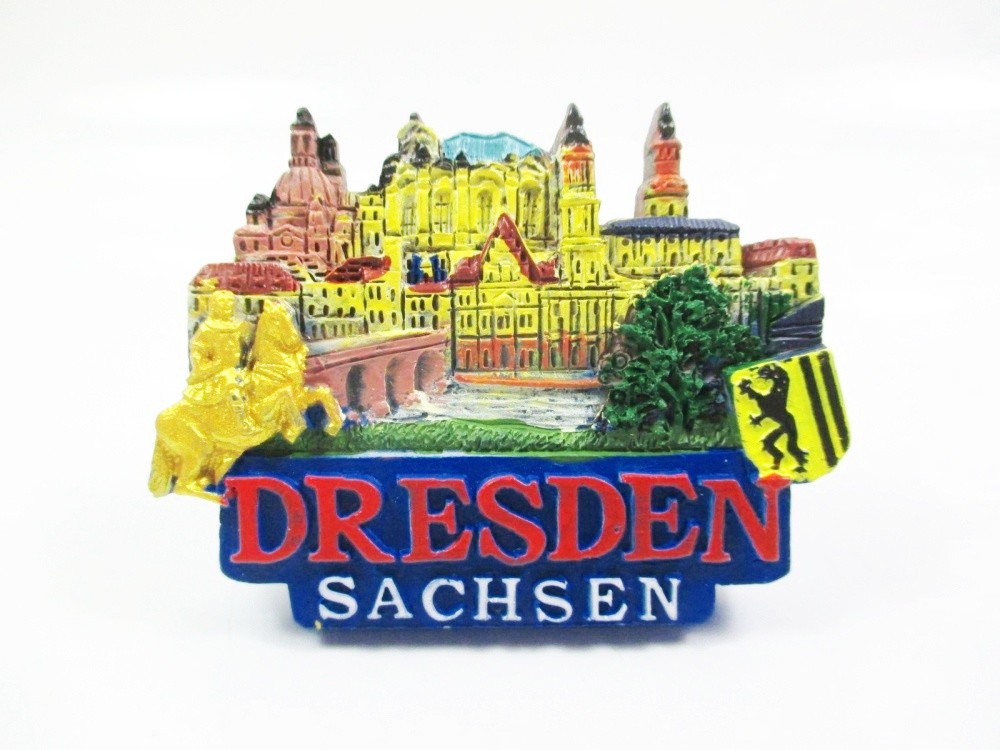 Dresden Saxony magnet poly souvenir Germany Frauenkirche Golden Riders Zwinger