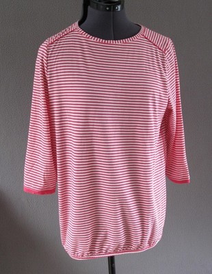 CECIL  3/4 Arm BW/Polyester Shirt pink /weiß  Querstreifen  Elast. Saum S  TOP