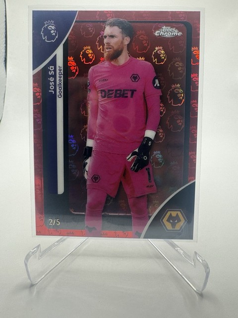 2026 Topps Chrome Premier League Jose Sa Red Logo Refractor /5 Wolverhampton