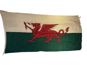 Vintage Wool Welch Wales Flag Organic Textile Art Decor
