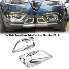 Chrome Front Fog Light Lamp Cover Trim Frame Decor 2pcs For Jeep Cherokee 2019