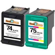 2PK Fits HP 74XL Black CB335W HP 75 Color CB337W Photosmart C4200 C4280 C4300