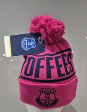 Everton FC Official Toffees Bobble Hat Pink And Navy - Adults