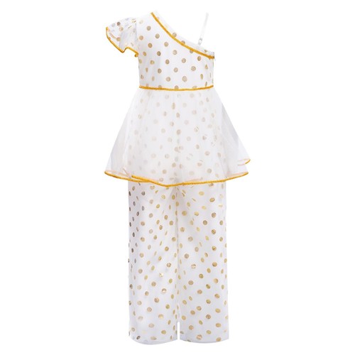 Kids Girls Pants Suit One Piece Overalls Traditional Dressy Gifts Jumpsuit Dots - Picture 15 of 46
