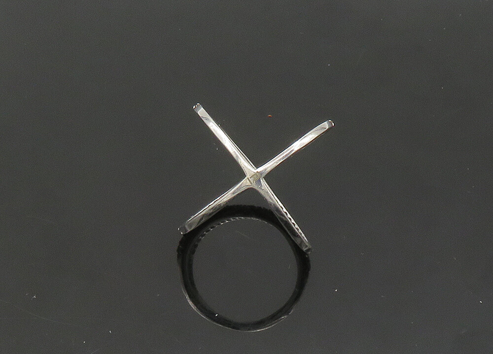 925 Sterling Silver Vintage Topaz Criss Cross Orbit Band Ring Sz 6.5 ...