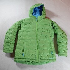 LL Bean Down Jacket Youth Large Green Girls Puffer Outdoors Coat Downtek Zip