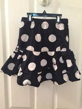 Mim Pi Girls Black White Polka Dot Cat Applique Patch Skirt Size 134 cm 9 Years
