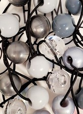 GREY CLEAR ELASTIC PONYTAIL HOLDER JUMBO BEADS GIRL HAIR SCRUNCHIE KNOCKER BALL