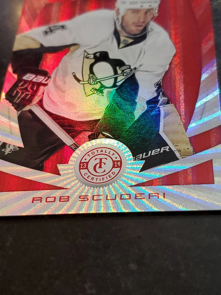 2013-14 Totally Certified Mirror Platinum Red Serial #'d /25 Rob Scuderi Penguin - Image 2 of 3
