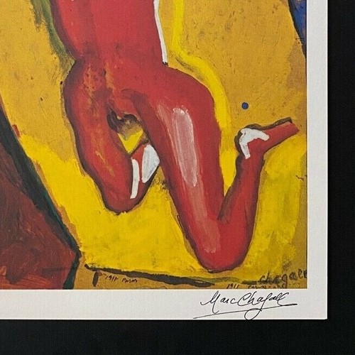 MARC CHAGALL | ORIGINAL VINTAGE 1975 PRINT | SIGNED | MOUNTED and FRAMED - Picture 2 of 3