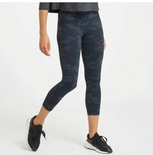 Spanx Look At Me Now Seamless Cropped Leggings Black Camo M MSRP 68 New w TAGS