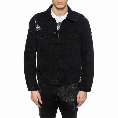 DIESEL D Hill Linea Uomo Giacca di jeans manica lunga Casual Pulsante Nero Giacca  Di Jeans | eBay