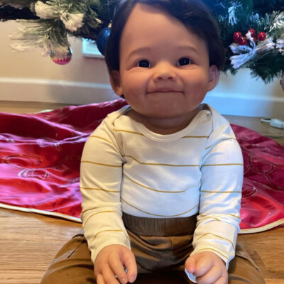 Reborn Baby Doll 28''Rooted Short Hair Cloth Body Painted Toddler Dimples Boy