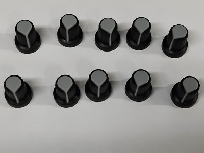 10pcs 6mm Shaft Hole Dia Rubber Coated Threaded Knurled Potentiometer Knobs Cap