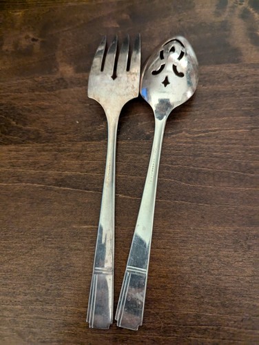 2-VINTAGE ONEIDA GRENOBLE (1)SLOTTED SERVING SPOON, COLD FORK - Picture 2 of 3