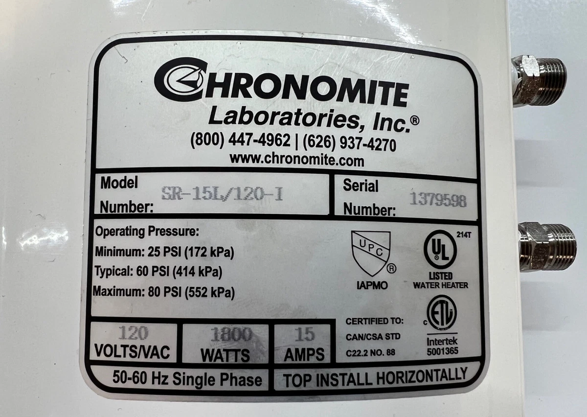 Chronomite Instant-Flow Electric Tankless Water Heater 15 Amp 120-V  1800-Watt | eBay
