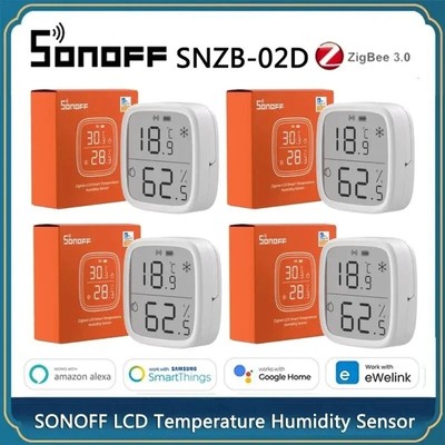 1-10PCS SONOFF SNZB-02D Zigbee LCD Smart Temperature Humidity Sensor Smart Scene