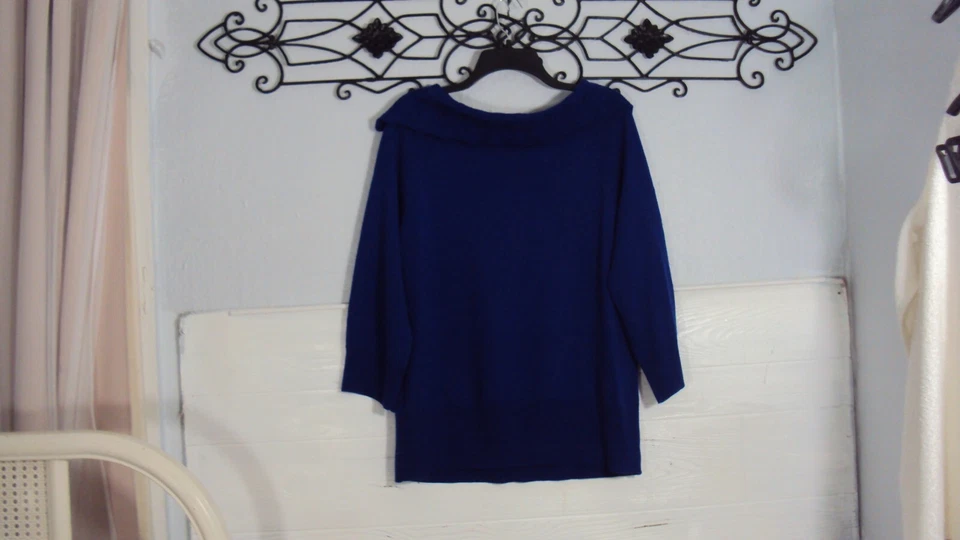 Suéter Pullover Sag Harbor Talla L Azul Manga Larga Cuello Redondo Foto 2 de 4