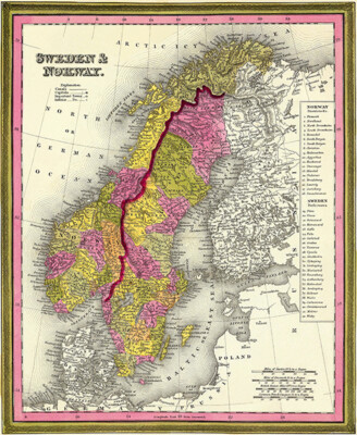 Sweden & Norway - 1846 - Map Poster