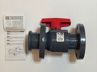 Spears 2122-020 PVC 2  Compact Ball Valve Flange Safe-T-Shear Stem FTM O-ring