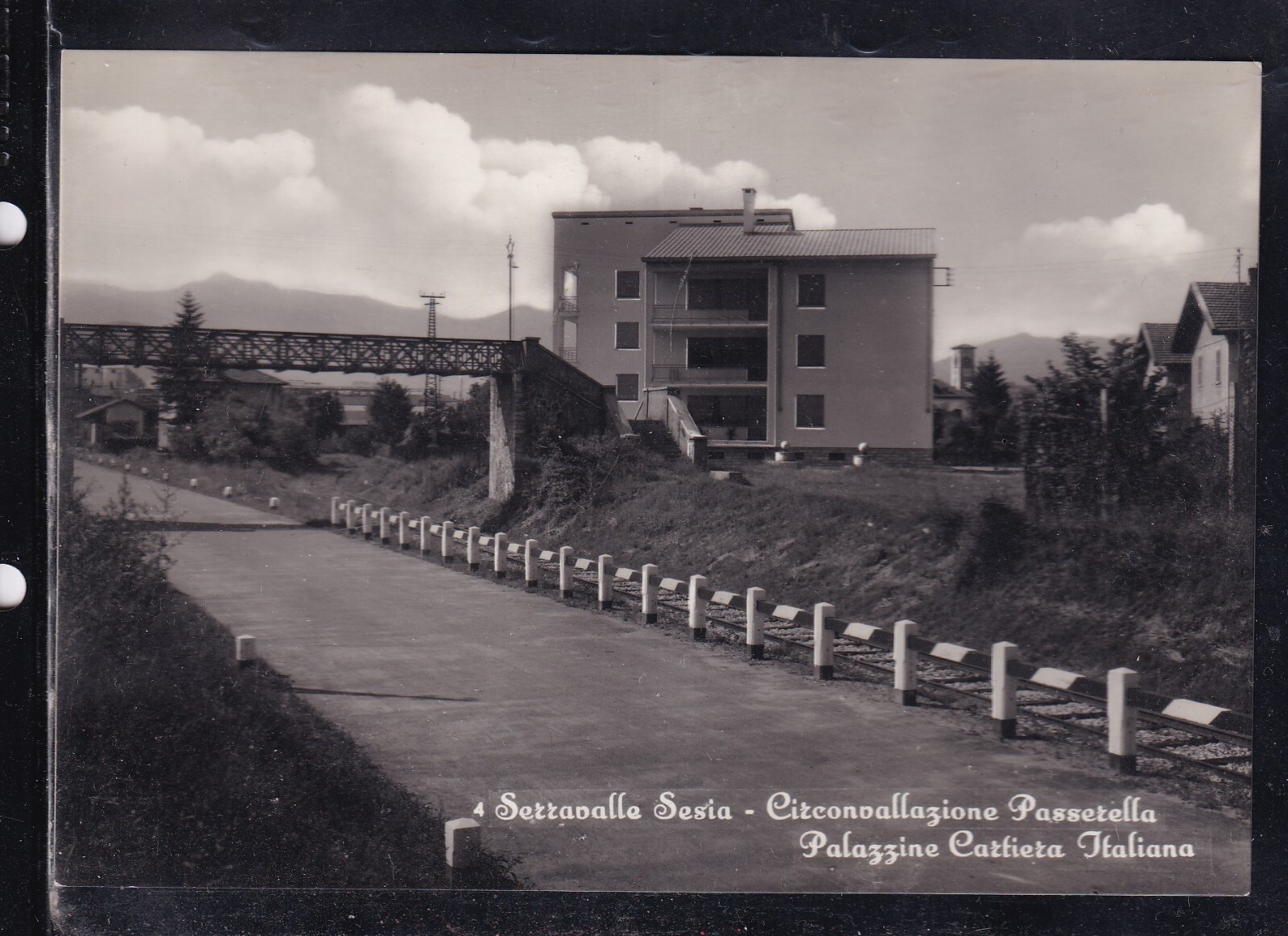 Cartolina Serravalle Sesia Circonvallazione Passerella Palazzine Cartiera AB1368